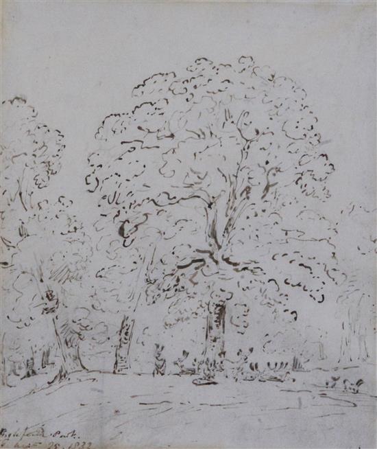 John Constable R.A. (1776-1837) Deer in the park, Englefield 8.5 x 7.25in.